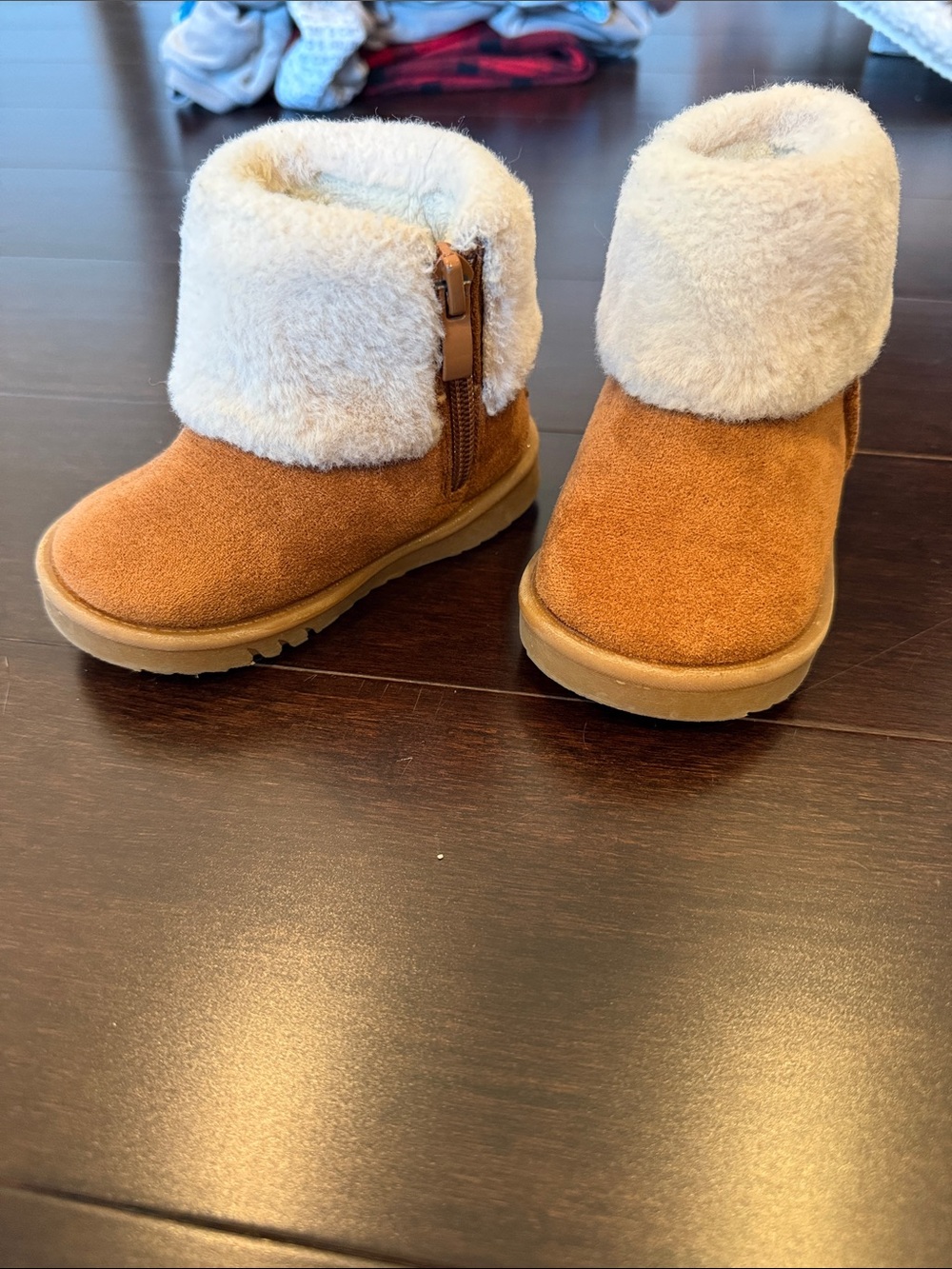 Kids Cozy Faux Fur Lined Ankle Boots - Tan